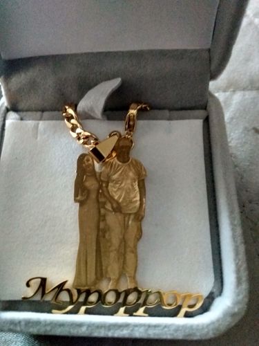 Customer photo review of Lovers Charm™ 18K Custom Engraved Necklace