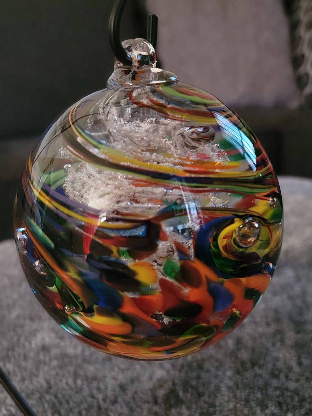 Customer photo review of Rainbow Confetti Orb with Cremation Ashes