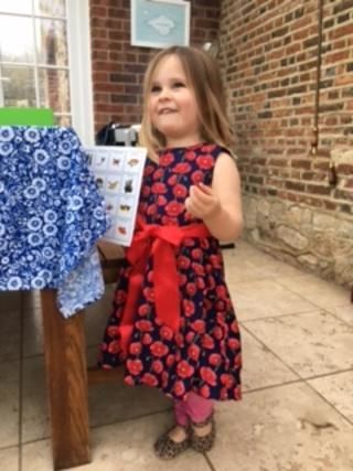 Customer photo review of Poppies Rose & Hubble Cotton Poplin Fabric