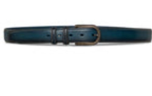 Customer photo review of Leather Belt with Palladium-toned Buckle (Hand Painted Patina)