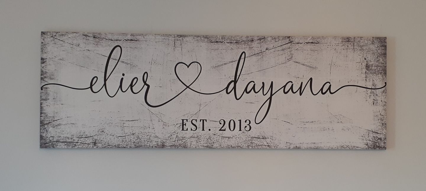 Customer photo review of Personalized "Couple's Names" Premium Panoramic Canvas