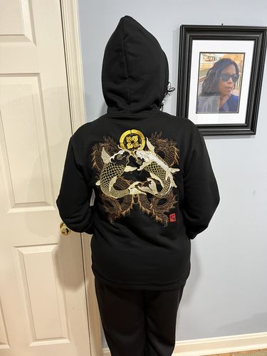 Customer photo review of Double Koi & Dragon Embroidered Sukajan Hoodie