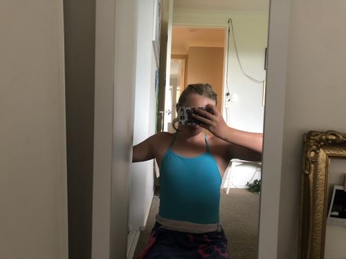Customer photo review of Jackson Tie-Back Onesie - Hawaii Blue