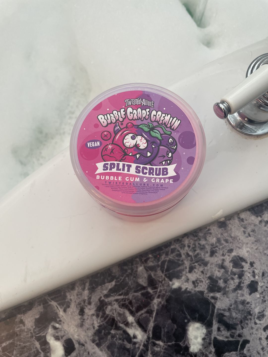 Customer photo review of Bubble Grape Gremlin Split Scrub