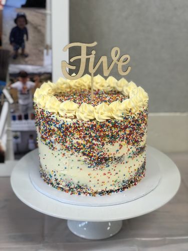 Customer photo review of Lovely Lettering Handlettered Cake Topper (other colours available)
