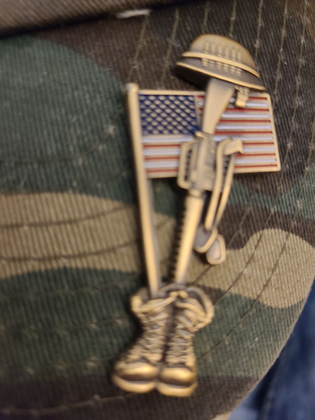 Customer photo review of Fallen Soldier USA Memorial Pin
