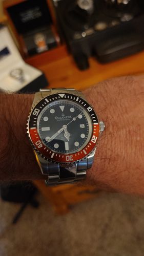 Customer photo review of Oceaneva™ Men's GMT Deep Marine Explorer 1250M Pro Diver Watch Red and Black