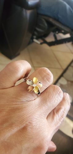 Customer photo review of Sterling Silver Tri-Color 15mm Plumeria with CZ Ring