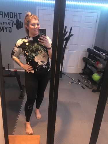 Customer photo review of Salty Savage™ Unisex Seafoam Signature Oversized Tall Crew Tee | Black/White Tie Dye