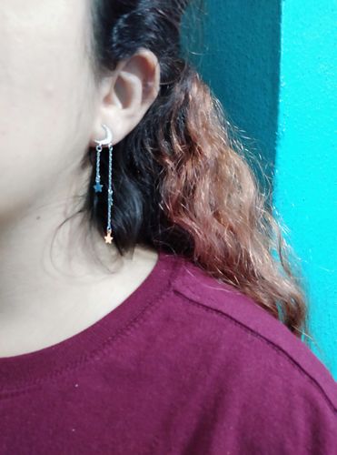 Customer photo review of Aretes Galaxia Plateados