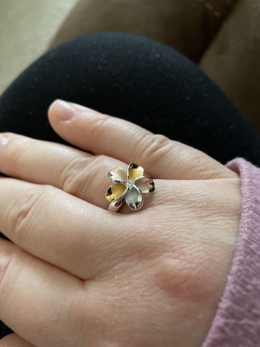 Customer photo review of Sterling Silver Tri-Color 15mm Plumeria with CZ Ring