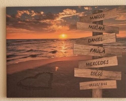 Customer photo review of Lienzo personalizado Corazon en la Playa