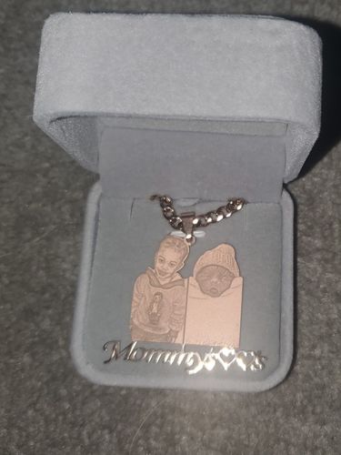 Customer photo review of Lovers Charm™ 18K Custom Engraved Necklace