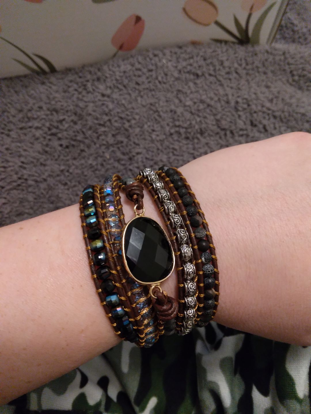 Customer photo review of Onyx Moonlight Protection Wrap Bracelet