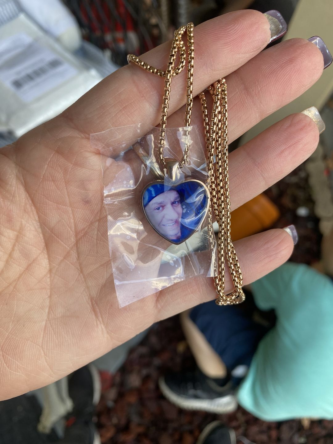 Customer photo review of Personalized Photo Necklace Custom Image Heart Shape Picture Necklace