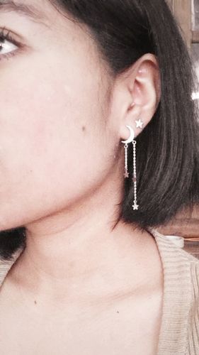 Customer photo review of Aretes Galaxia Plateados