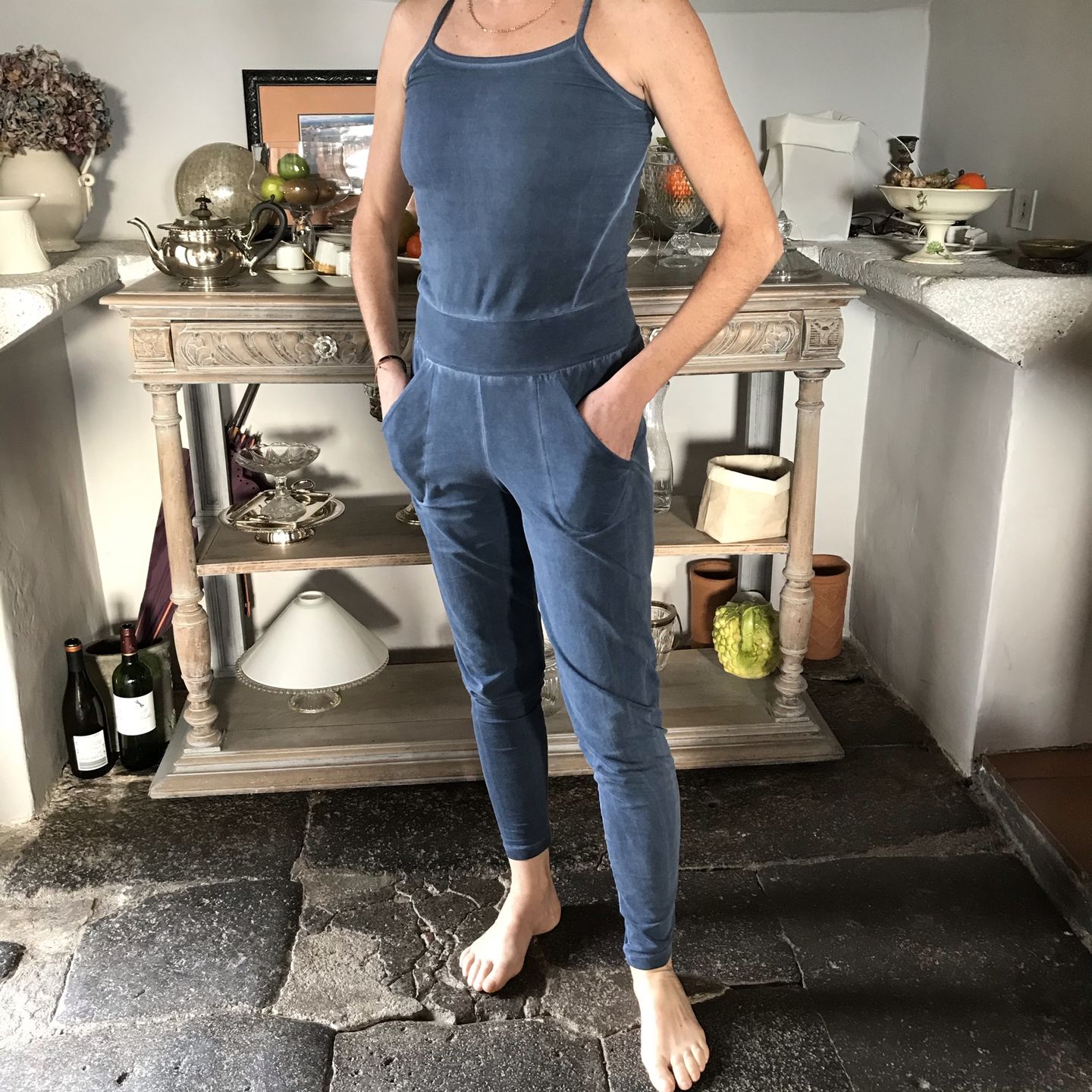 Customer photo review of Stonewash Long Yoga Jumpsuit