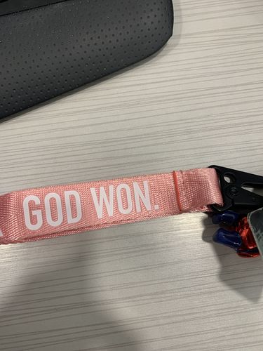 Customer photo review of God Won Keychain