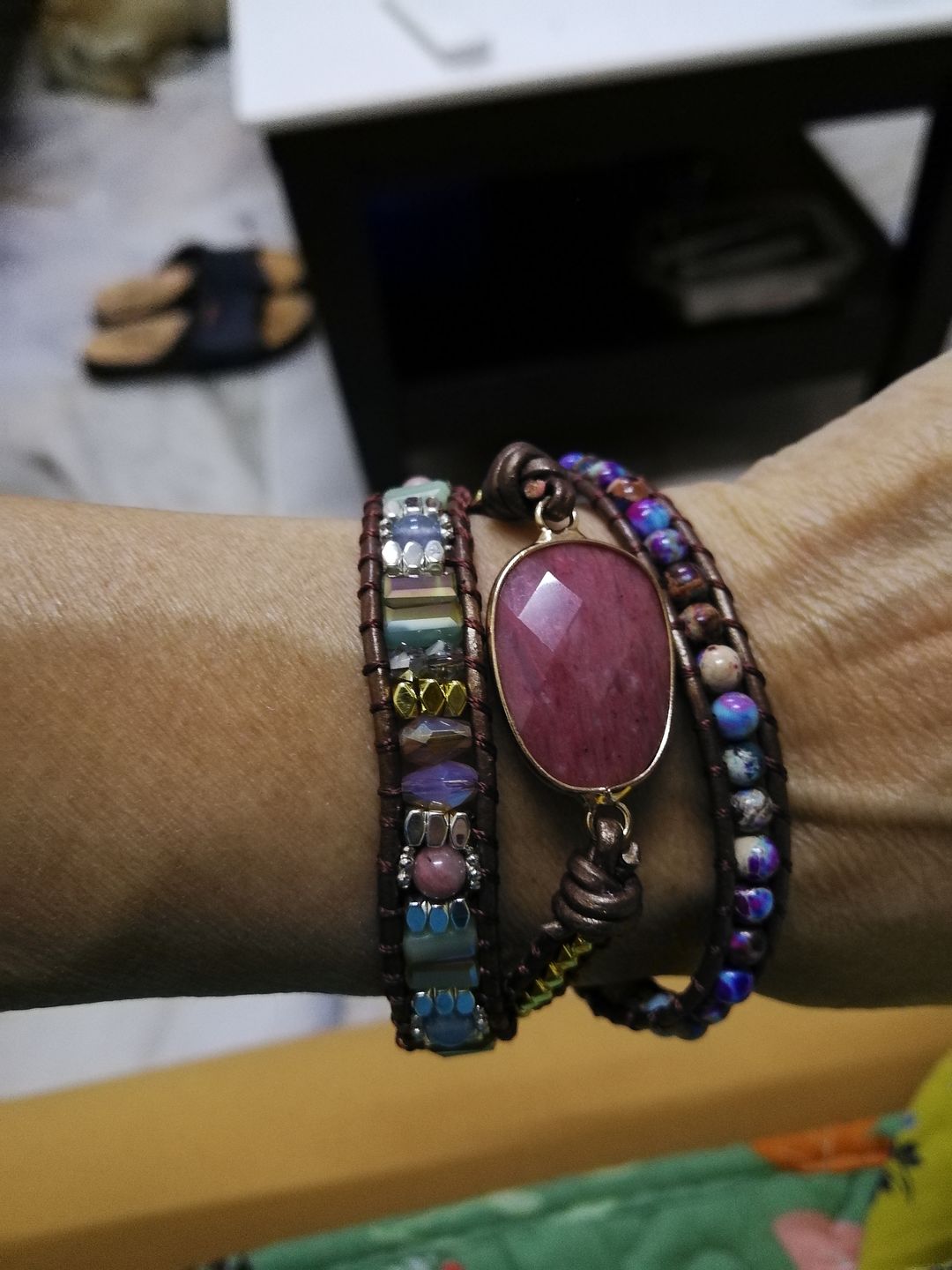 Customer photo review of Healing Rhodochrosite Wrap Bracelet