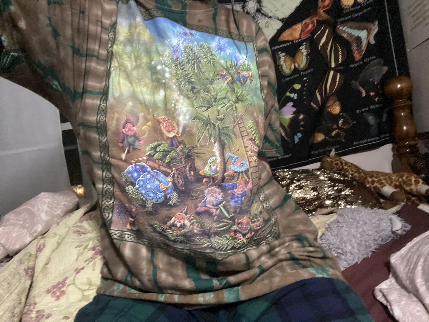 Customer photo review of Tie Dye Gnome Grown Herb T Shirt