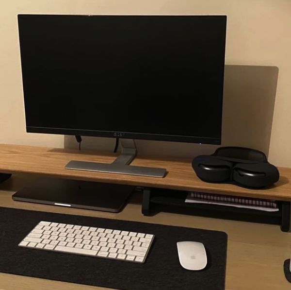 Customer photo review of Oak monitor stand