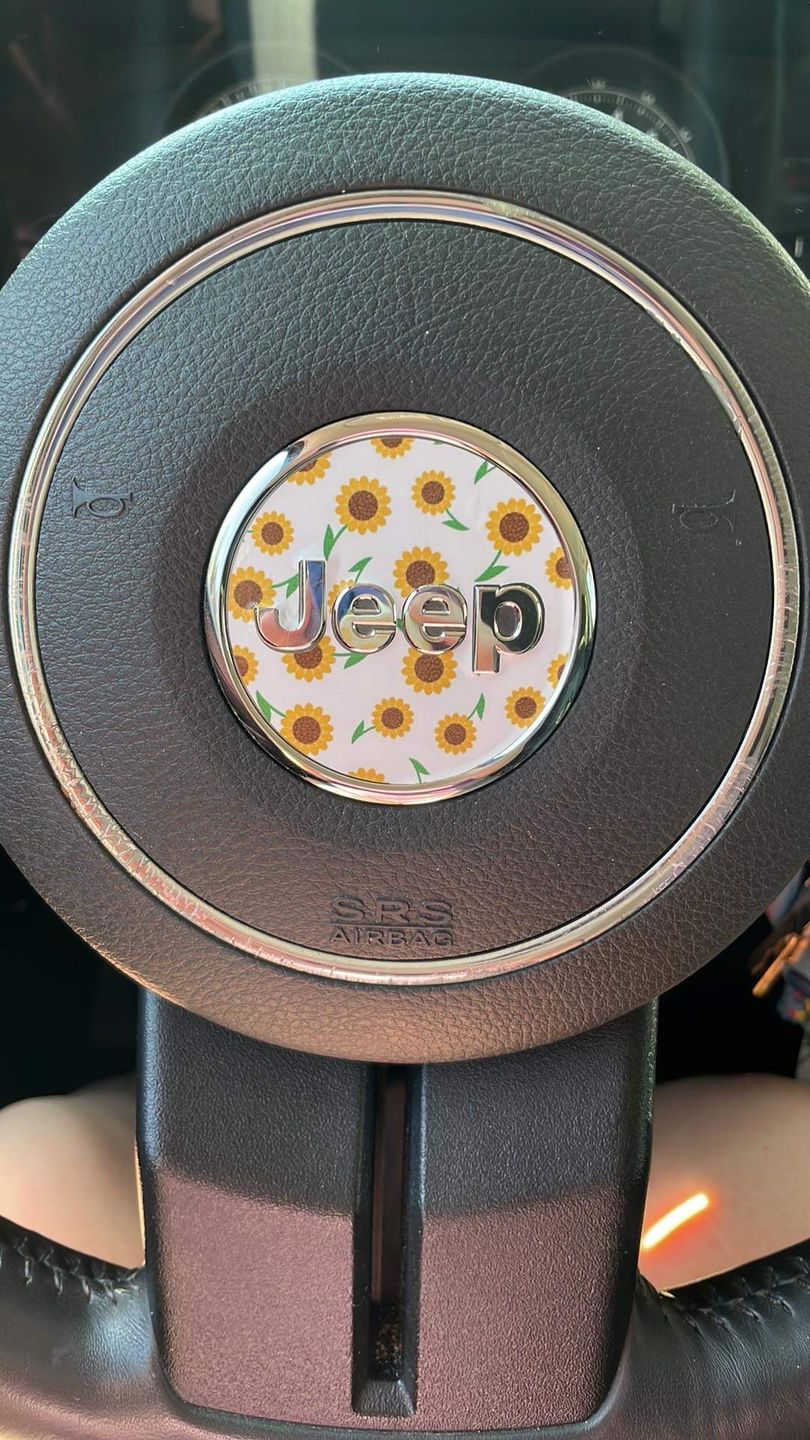 Customer photo review of Floral Steering Wheel Decal for Jeep