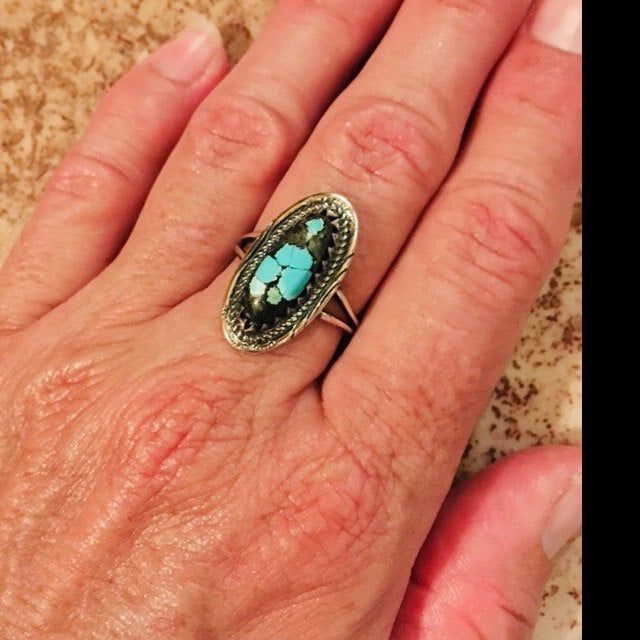 Customer photo review of Southwestern Style Real Turquoise Ring Sterling Silver