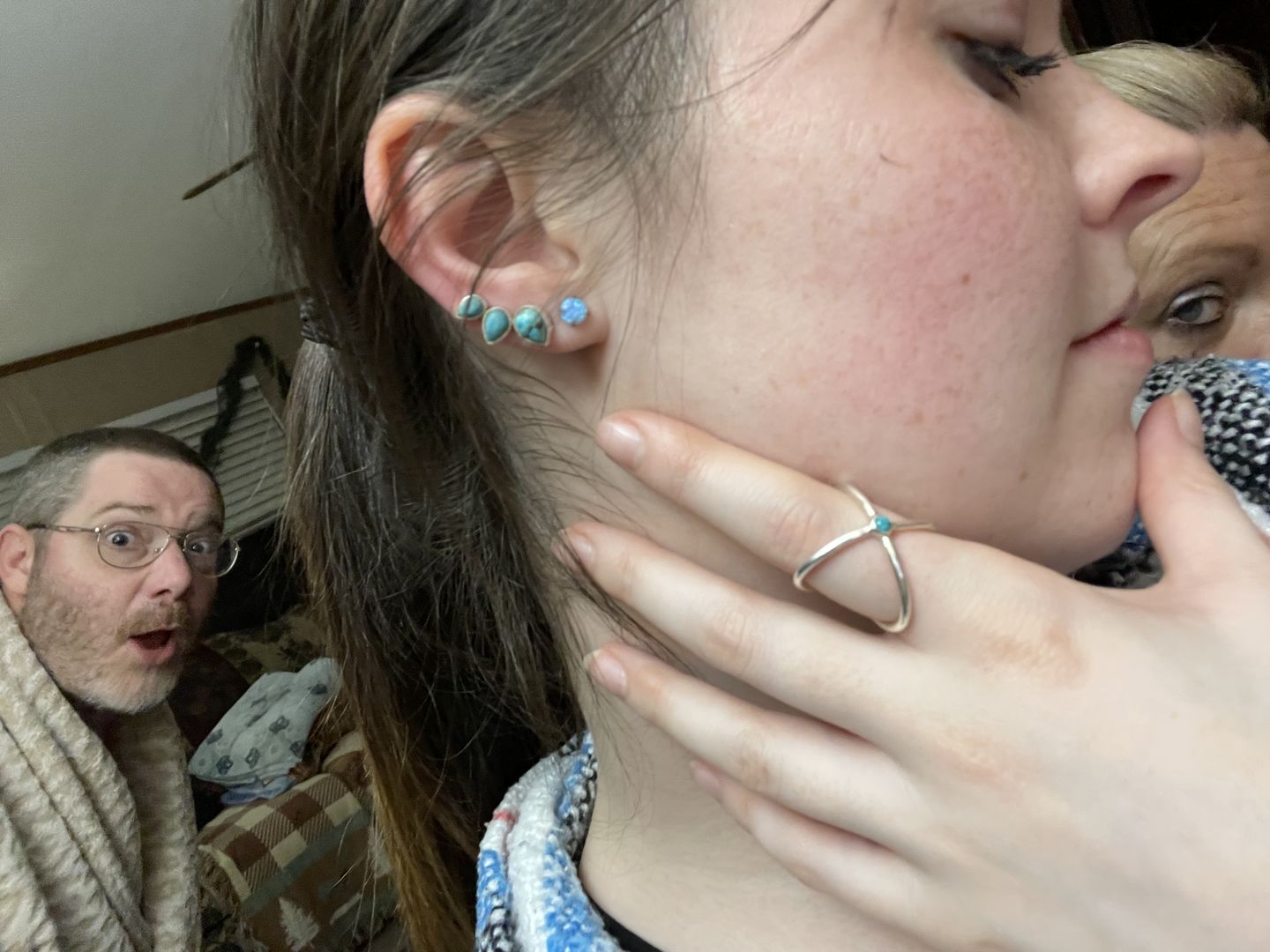Customer photo review of Silver Turquoise Earrings Ear Climber