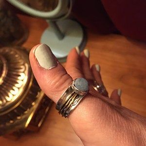 Customer photo review of Aquamarine Spinner Ring Inspired by Nature Sterling Silver