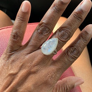 Customer photo review of Sterling Silver Teardrop Large Moonstone Ring