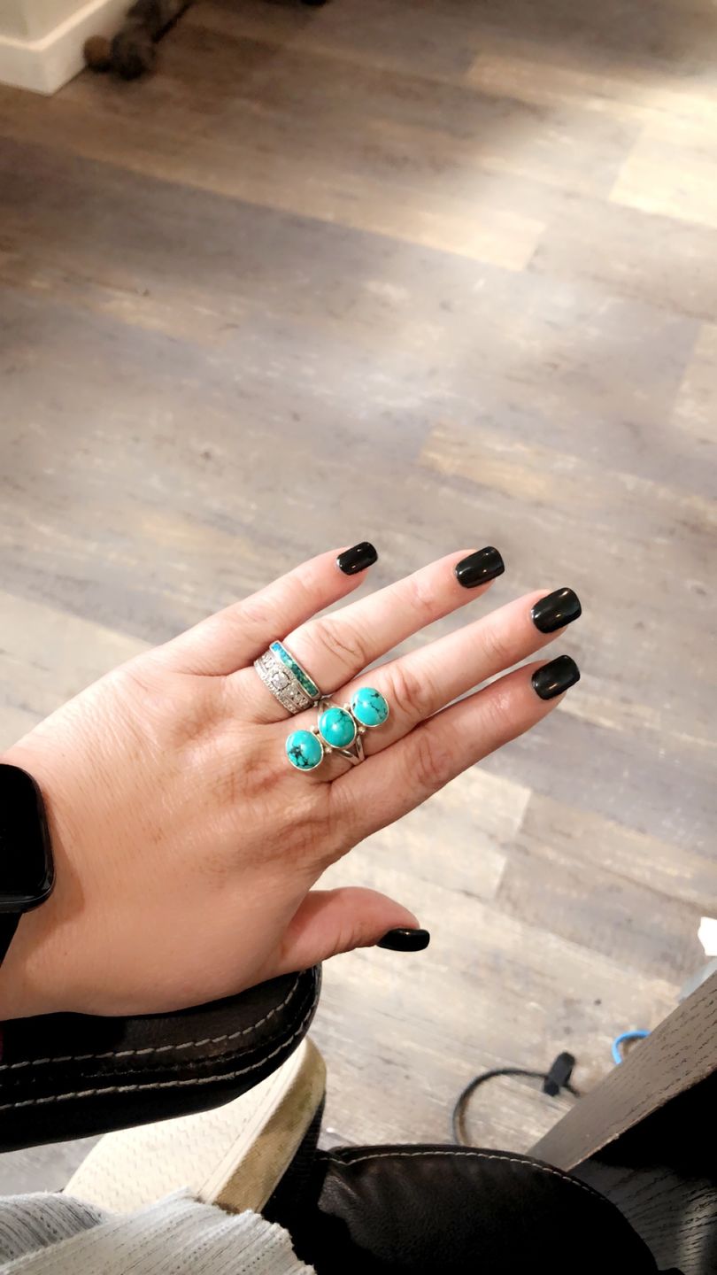 Customer photo review of Three Stone Turquoise Ring Sterling Silver