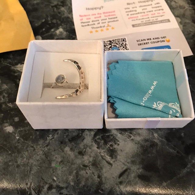 Customer photo review of Sterling Silver Crescent Moon Ring with Moonstone