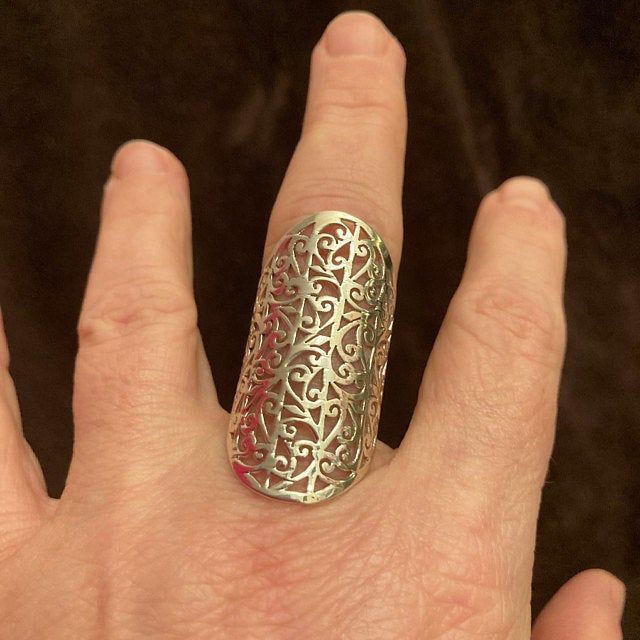 Customer photo review of Full Finger Statement Sterling Silver Ring