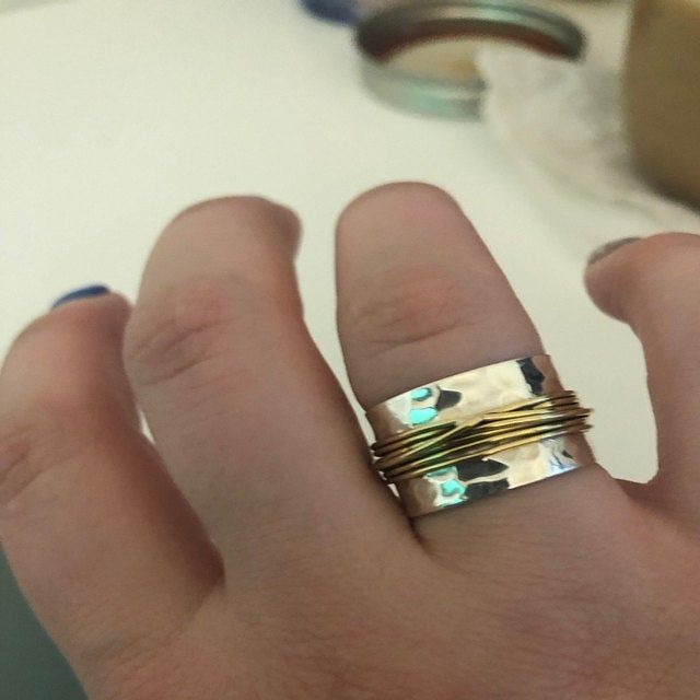 Customer photo review of Sterling Silver & Gold Wide Band Statement Ring
