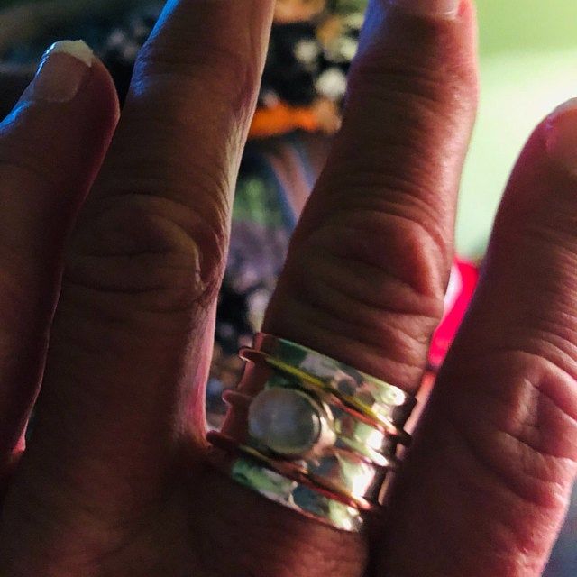 Customer photo review of Chunky Spinner Ring with Moonstone Sterling Silver
