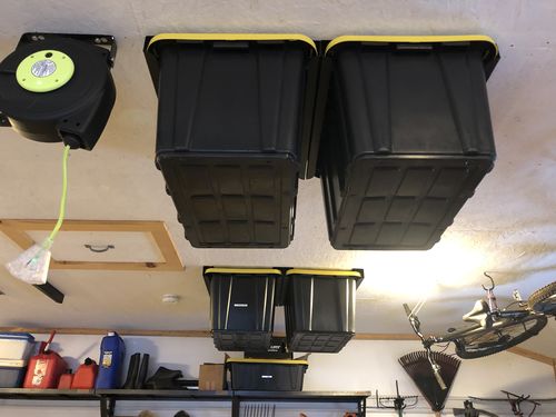 Customer photo review of Overhead Storage Bin Rail System - Made in USA