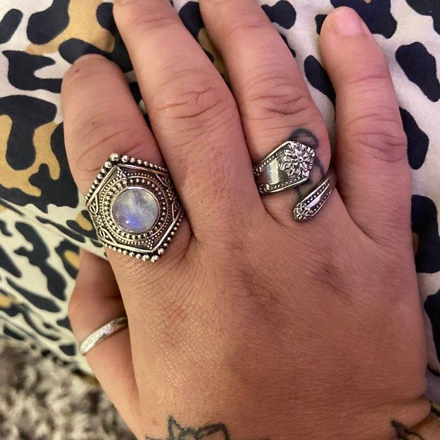 Customer photo review of Sterling Silver Boho Ring with Moonstone