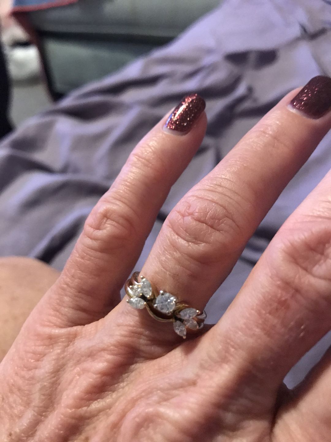 Customer photo review of Aquamarine Spinner Ring Inspired by Nature Sterling Silver