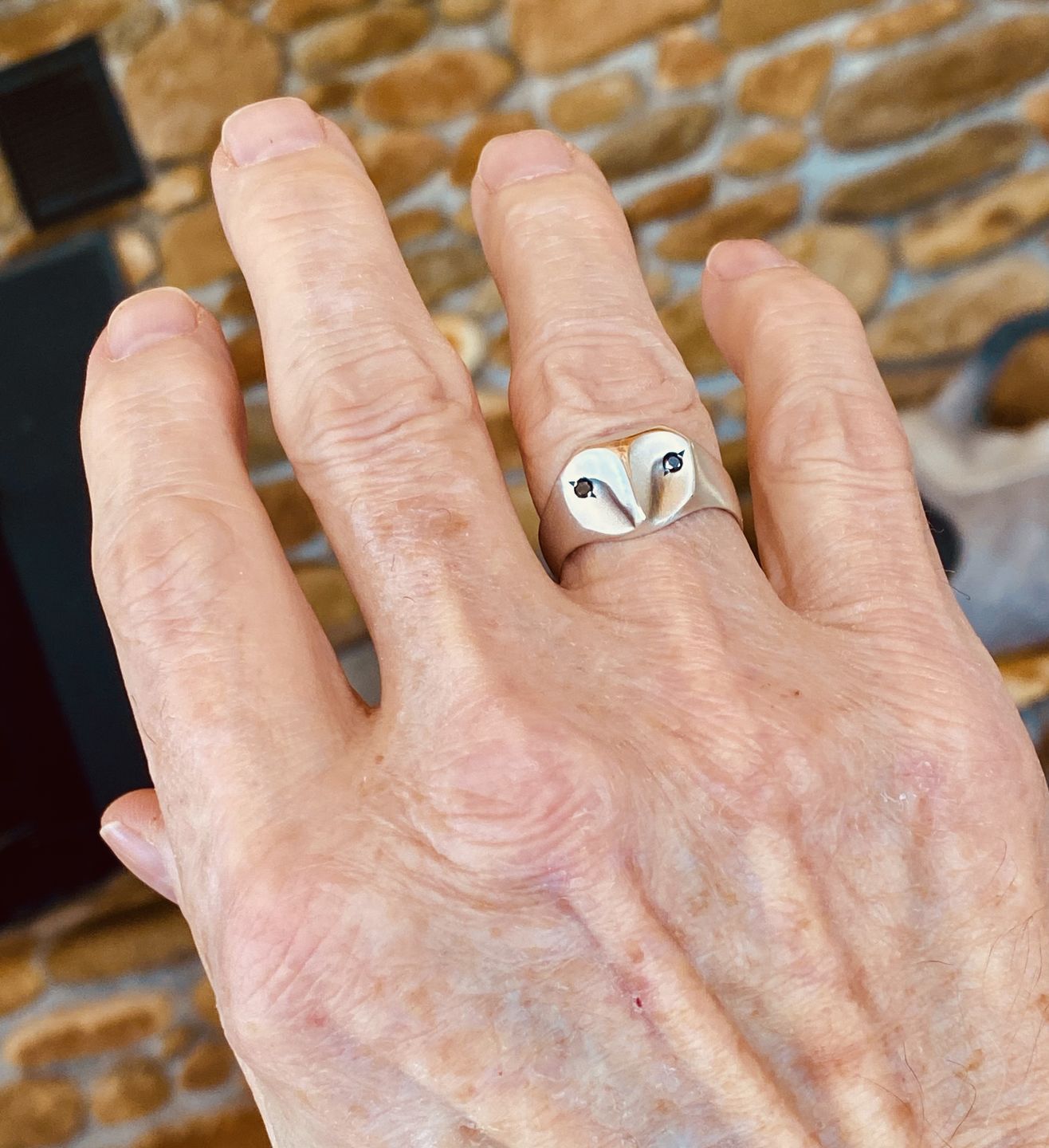 Customer photo review of Black Diamond Owl Ring