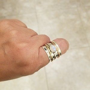 Customer photo review of Chunky Spinner Ring with Moonstone Sterling Silver