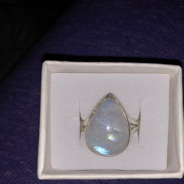 Customer photo review of Sterling Silver Teardrop Large Moonstone Ring