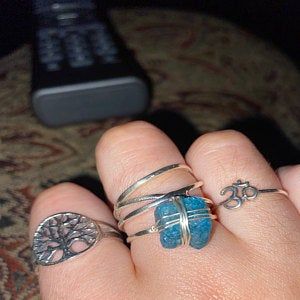 Customer photo review of Natural Raw Apatite Wire Wrapped Ring Sterling Silver
