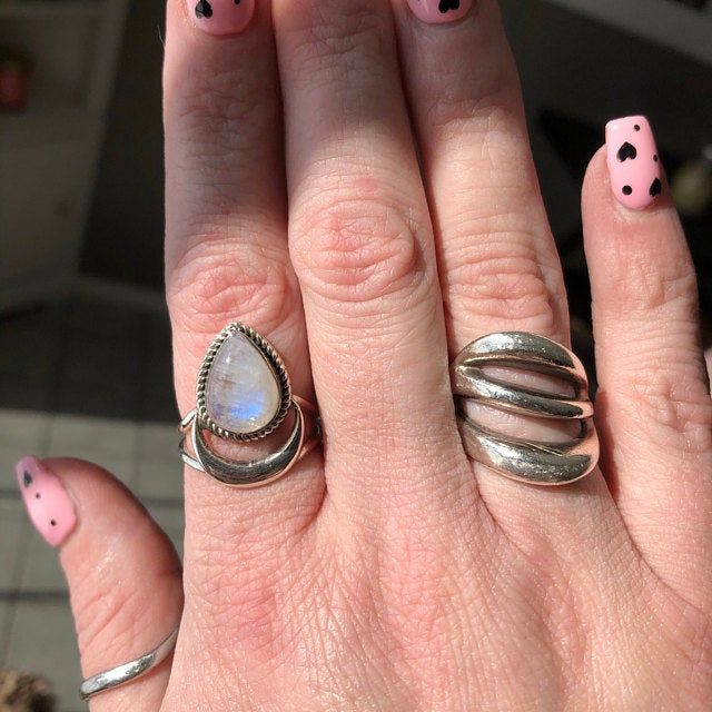 Customer photo review of Sterling Silver Crescent Moon Moonstone Ring