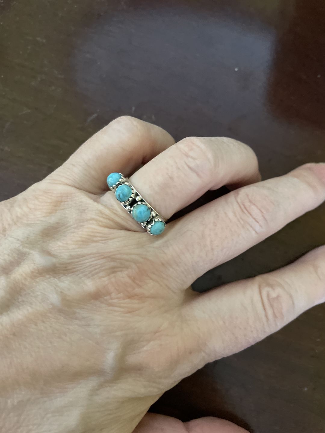 Customer photo review of Four Turquoise Ring Sterling Silver