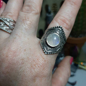 Customer photo review of Sterling Silver Boho Ring with Moonstone