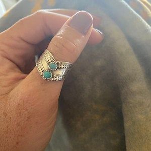 Customer photo review of Chevron Boho Ring with Green Turquoise Sterling Silver