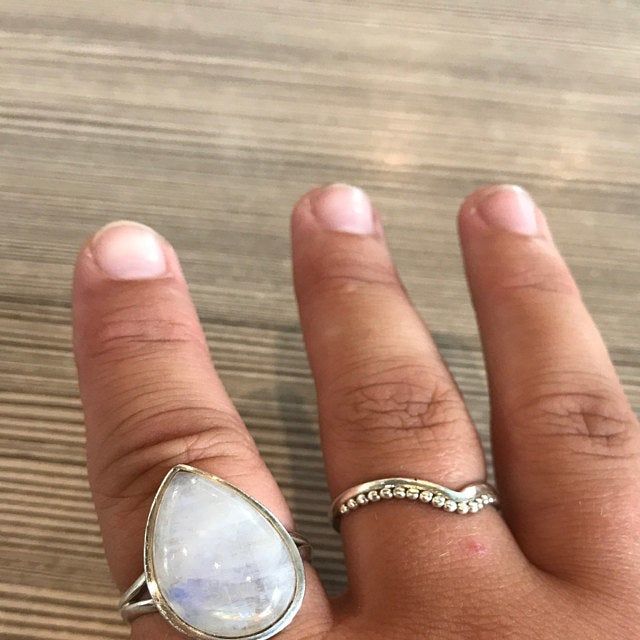 Customer photo review of Sterling Silver Teardrop Large Moonstone Ring