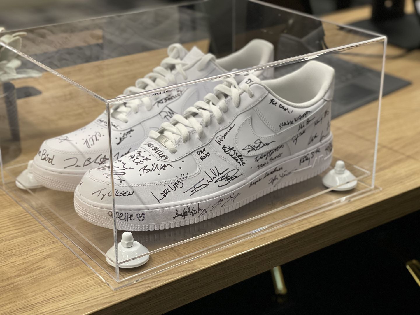 Customer photo review of Acrylic Large Shoe Display Case for Basketball Shoe Soccer Cleat Football Cleat - 15.25 X 12 X 8  Clear (A026/V12)
