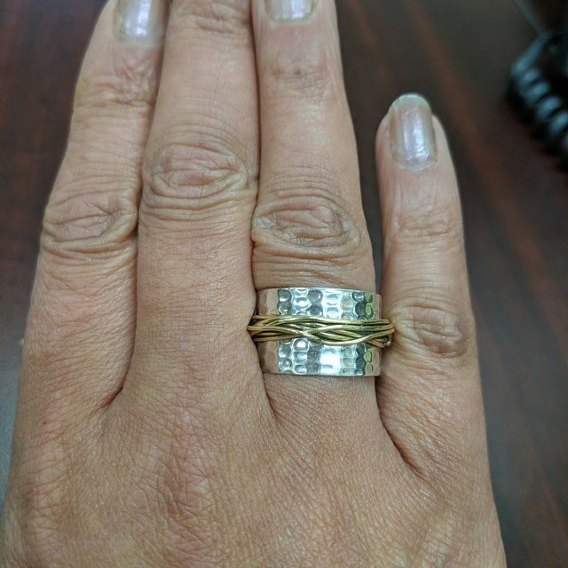 Customer photo review of Sterling Silver & Gold Wide Band Statement Ring