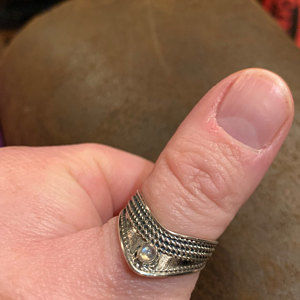 Customer photo review of Chevron Thumb Ring with Moonstone Sterling Silver